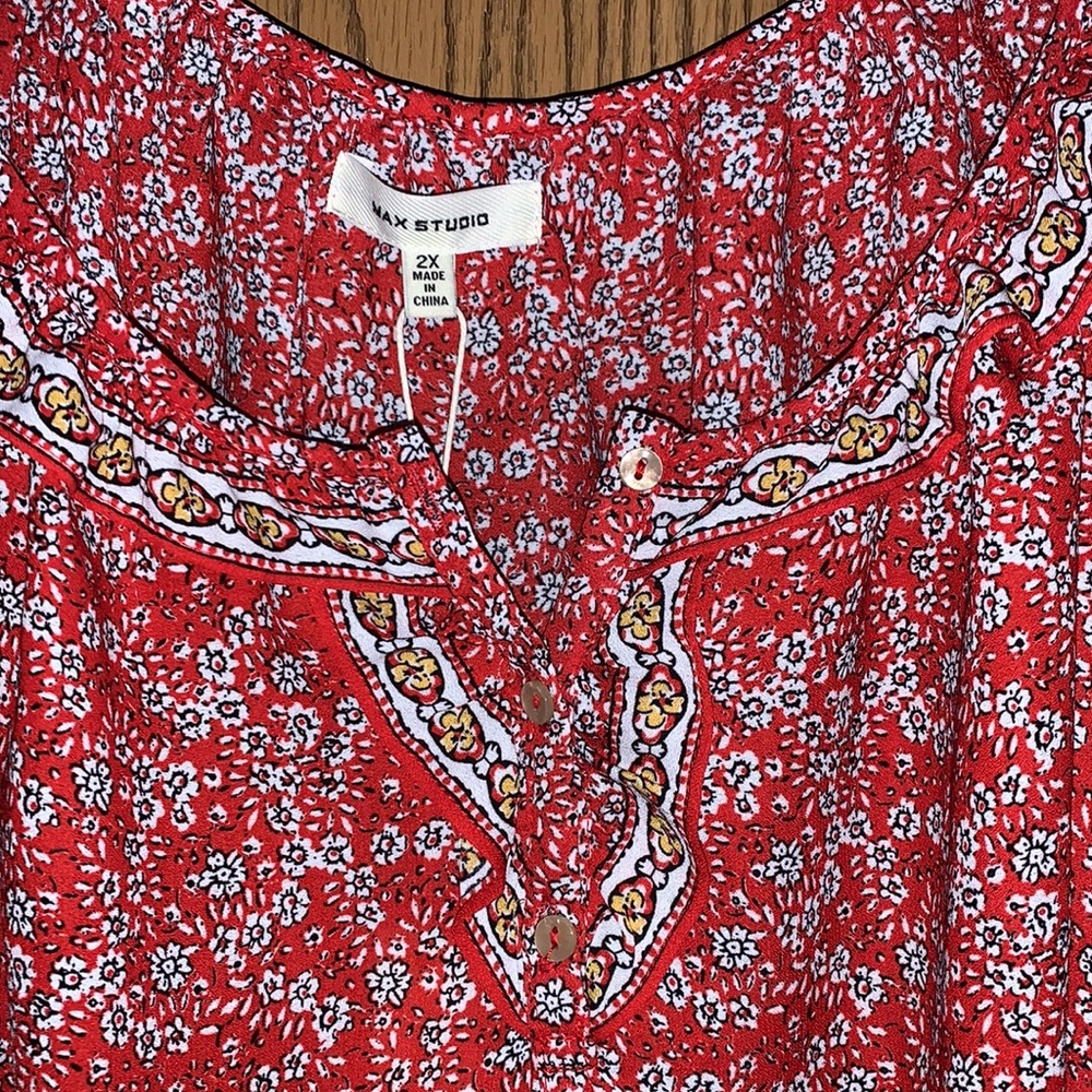 Plus Floral Ruffle Blouse Boho